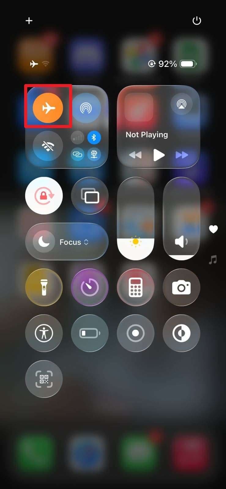 toggle on airplane mode