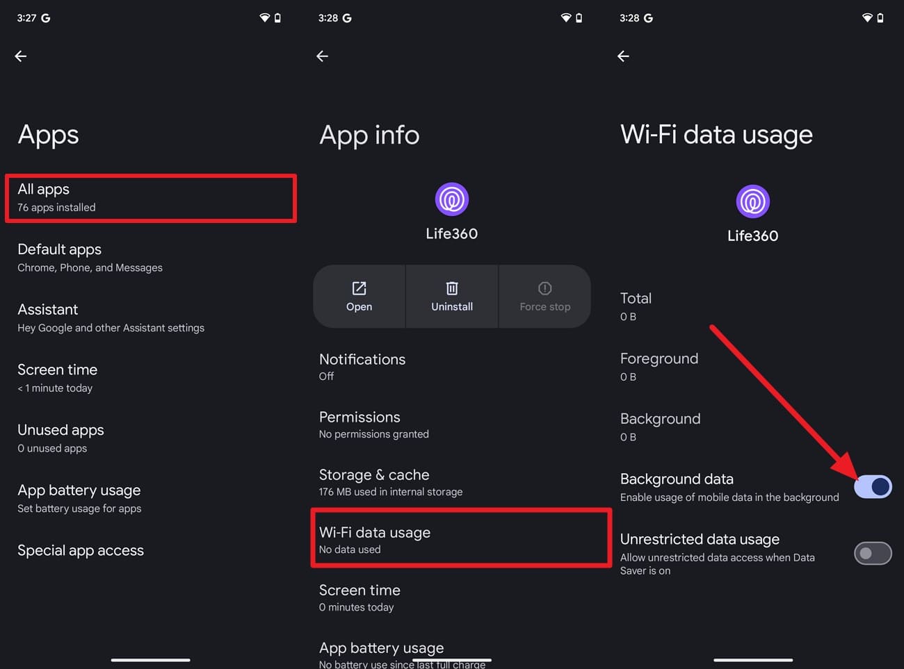 turn off background usage