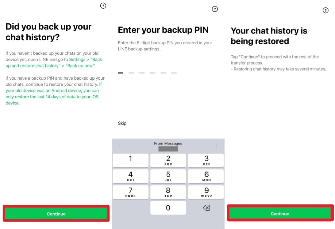 tap on continue options