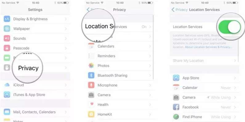 turn location on