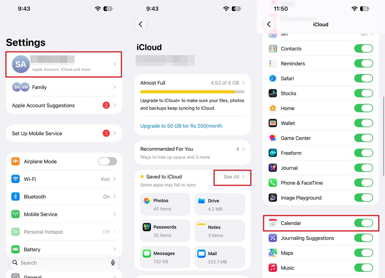 toggle on calendar option