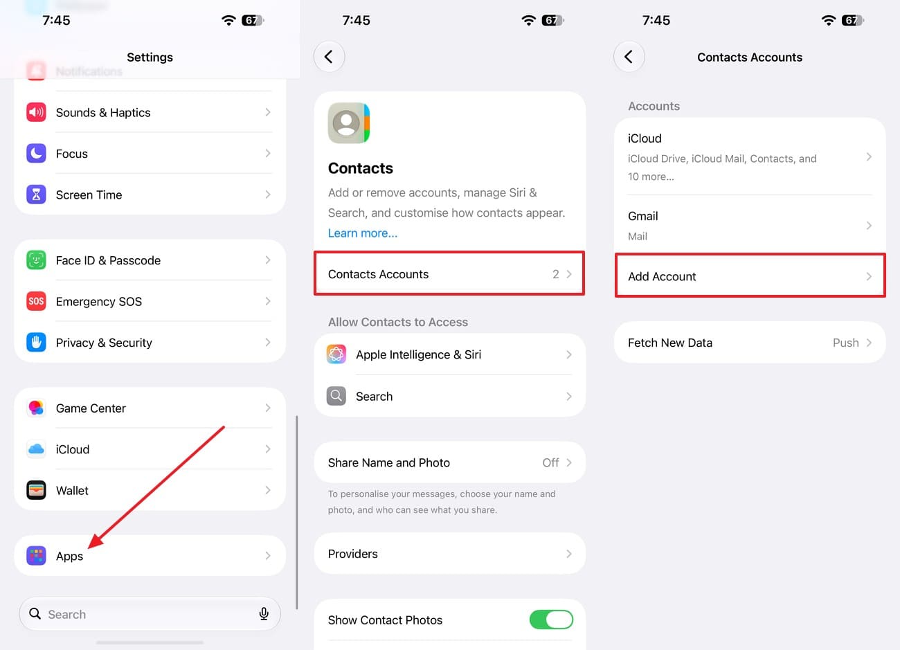 select add contacts option