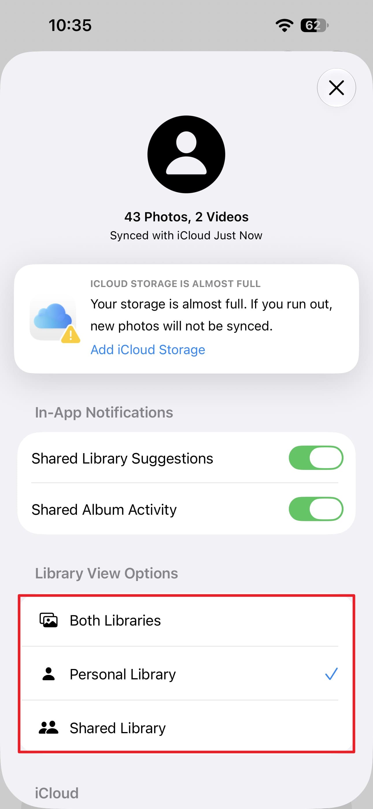 switch between library options