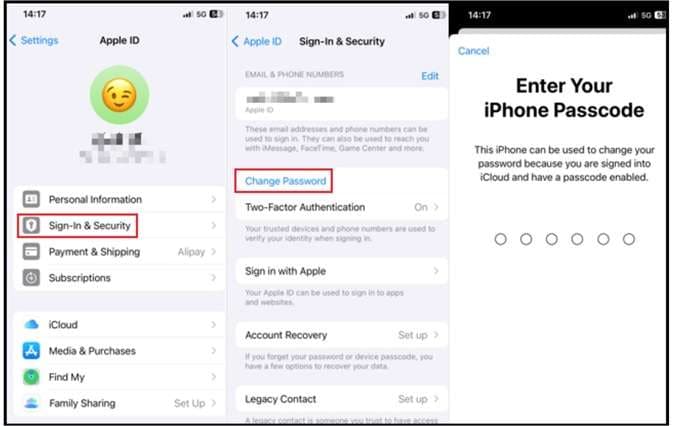 change apple id password