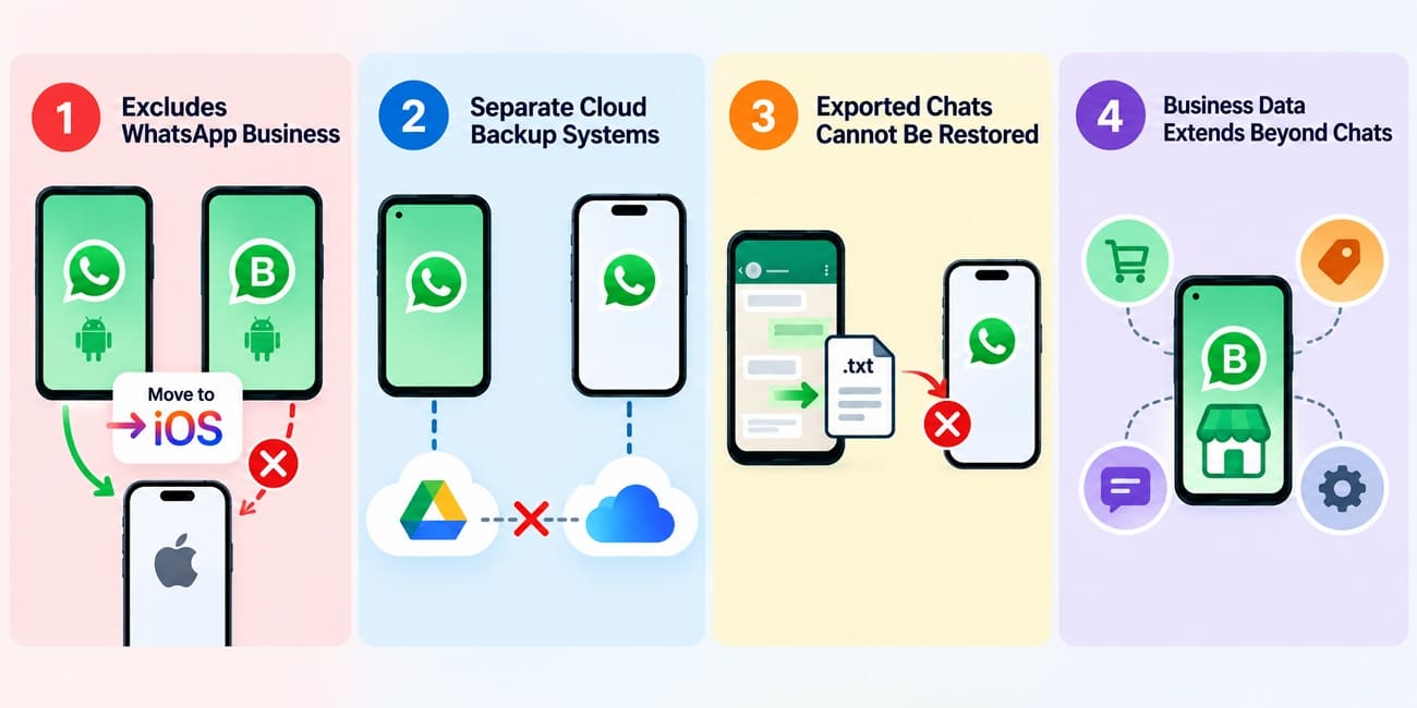 why cannot move whatsapp business officially