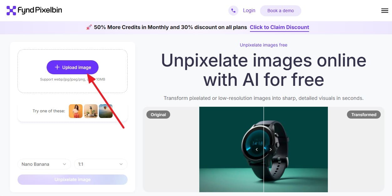 upload the image on tool