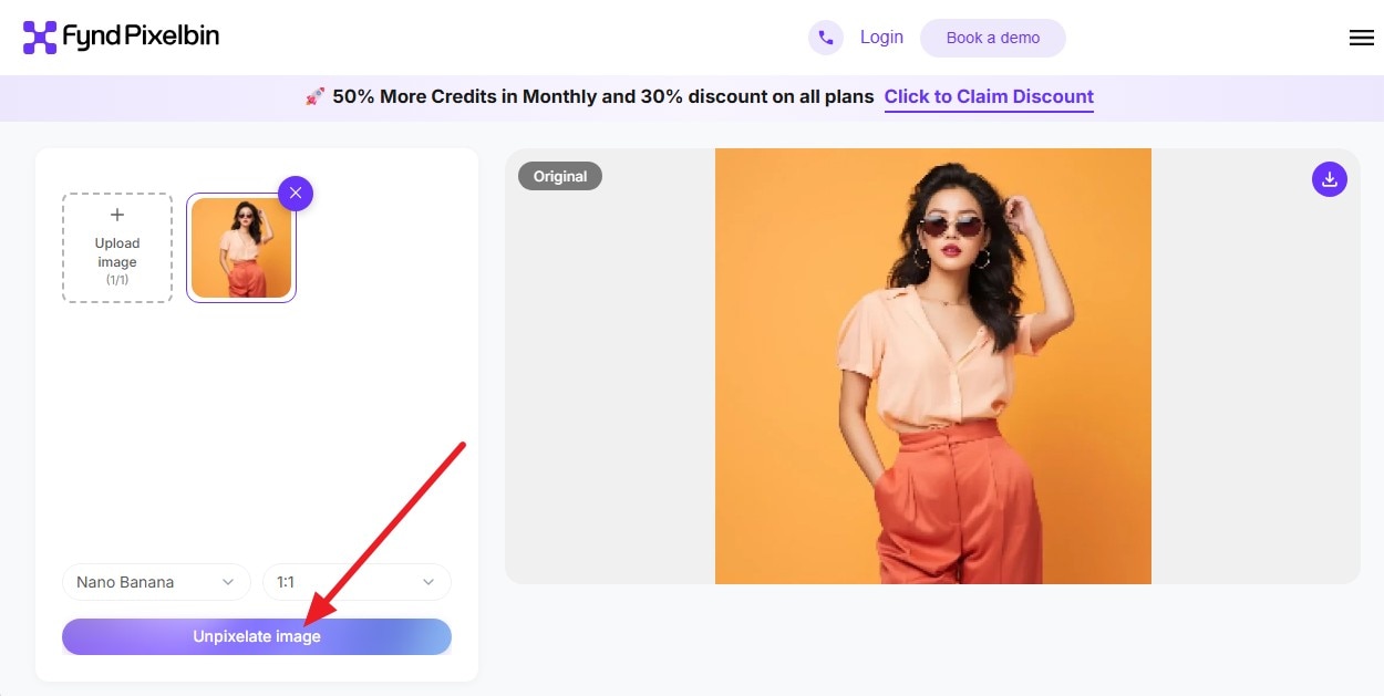 use unpixelate image option