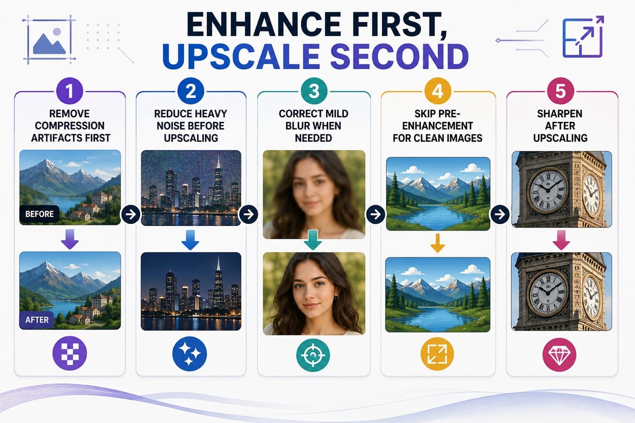 enhance or upscale first