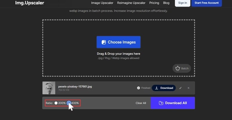 image upscaler interface