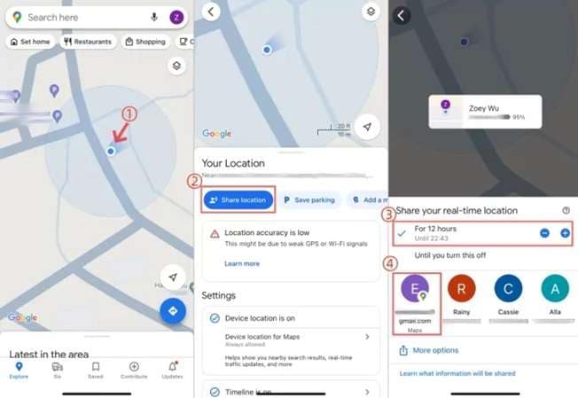share location in google maps
