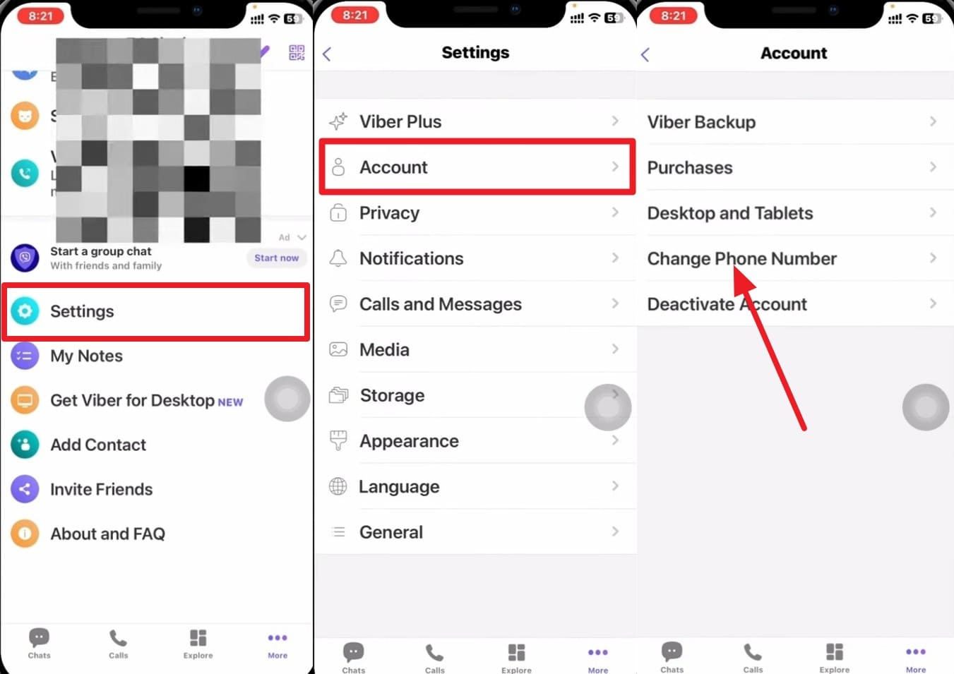 select change phone number