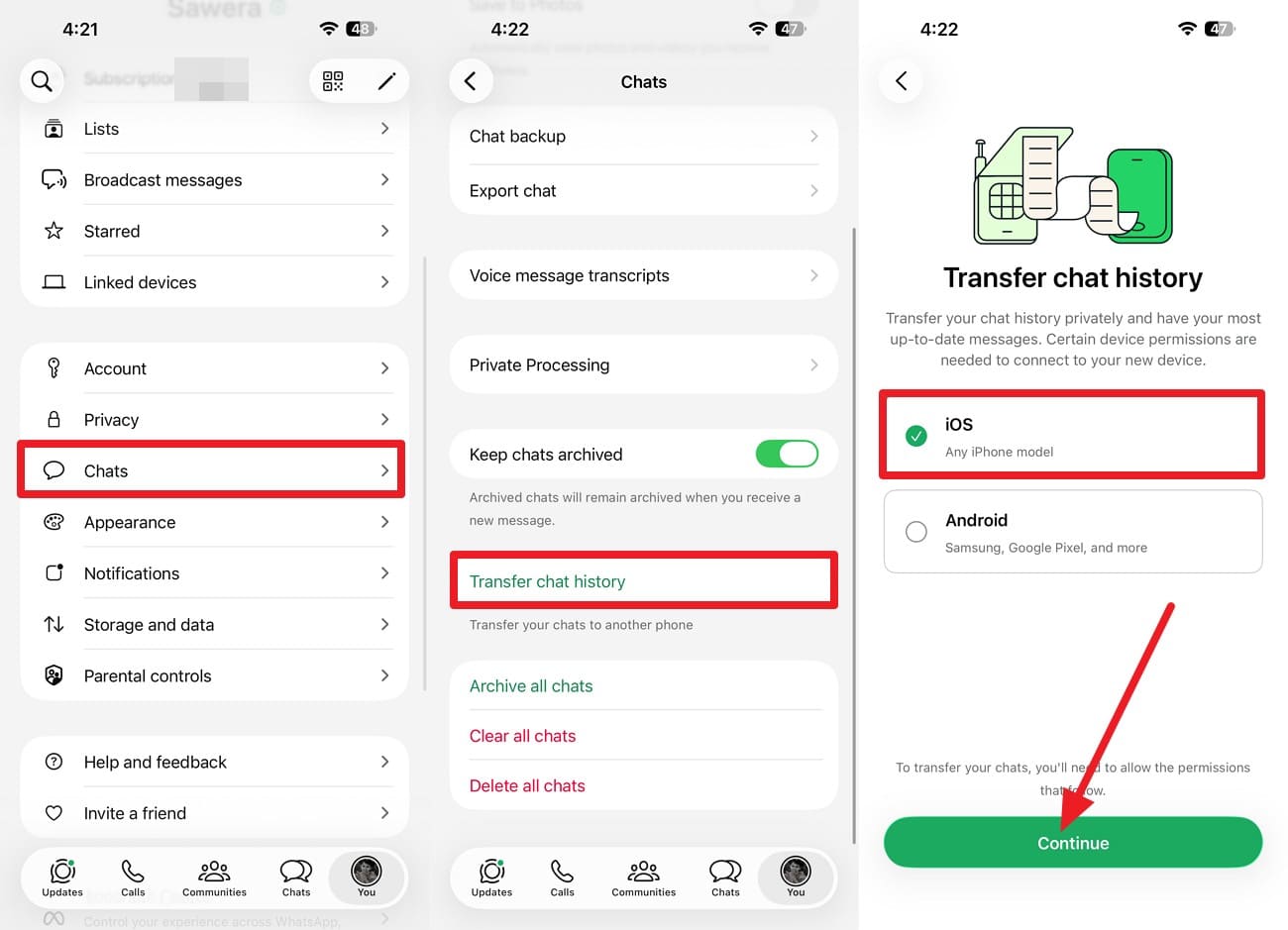 select ios and continue