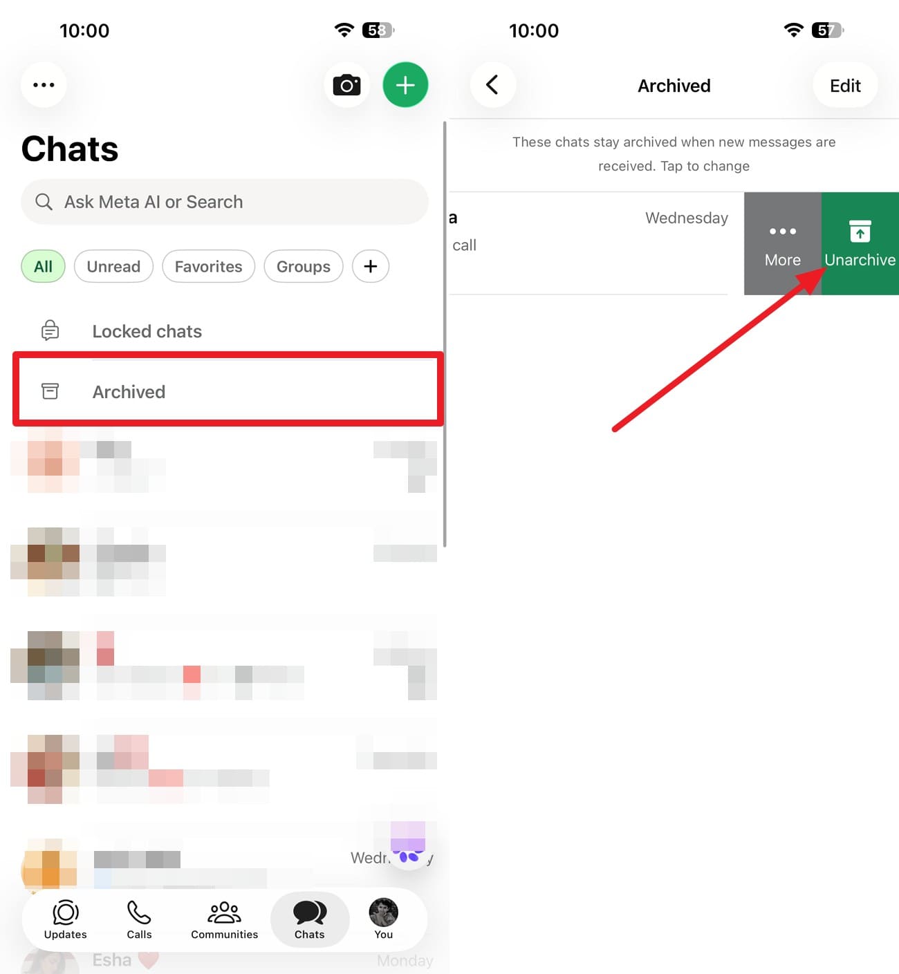 unarchive the chat