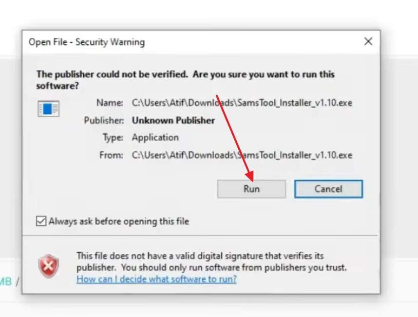 select the run option