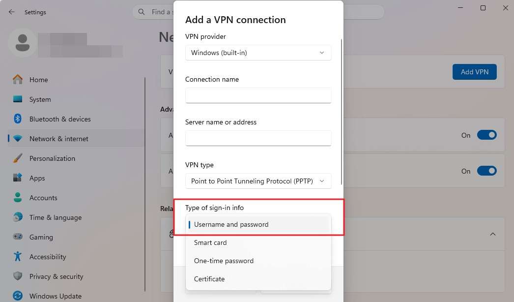 add the sign in info