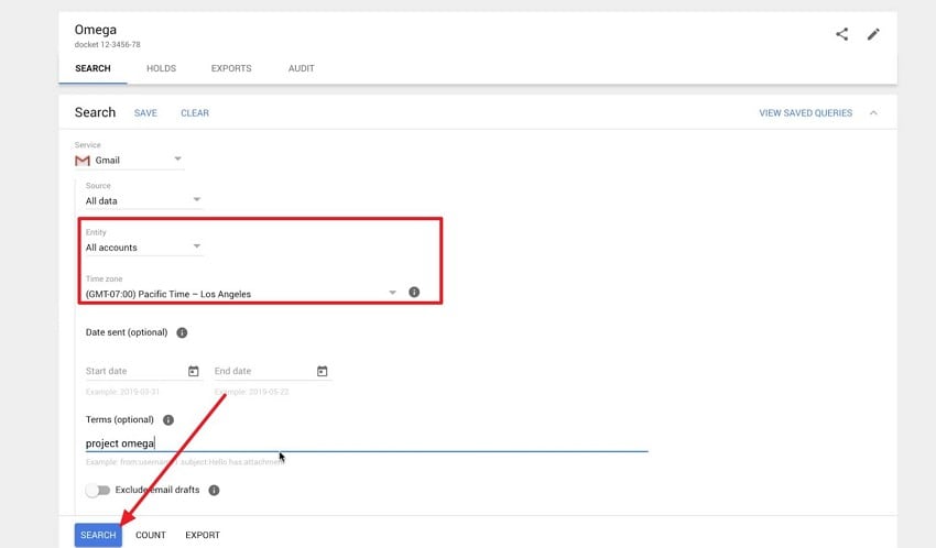 select the search button
