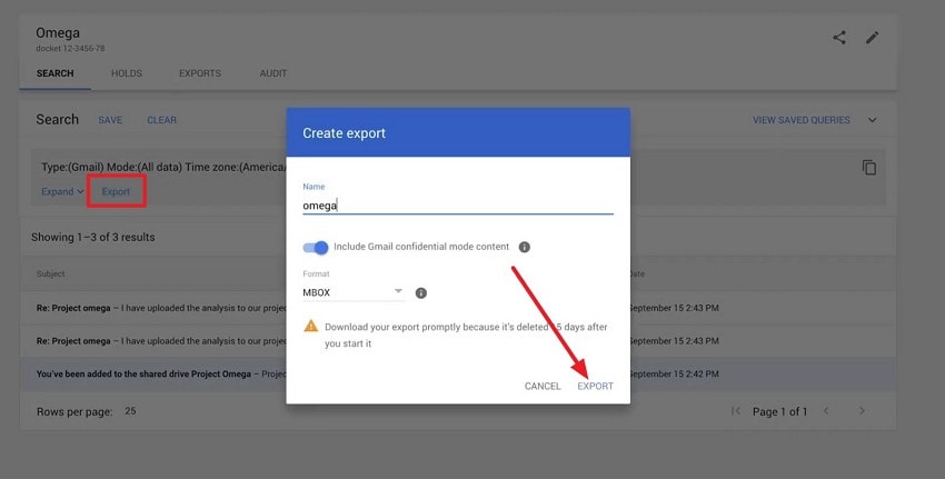 choose the export option