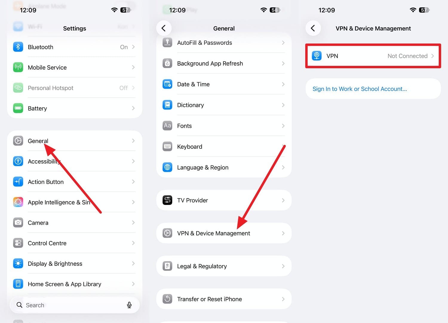 choose general and vpn option