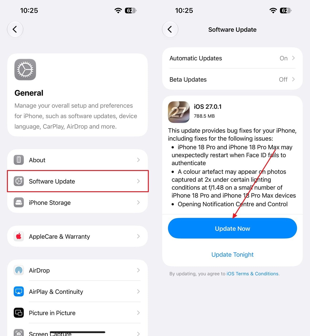 choose update now option
