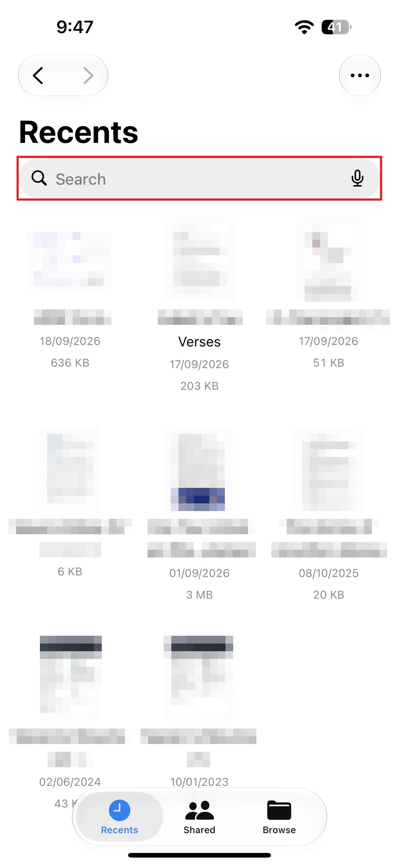 search the message files