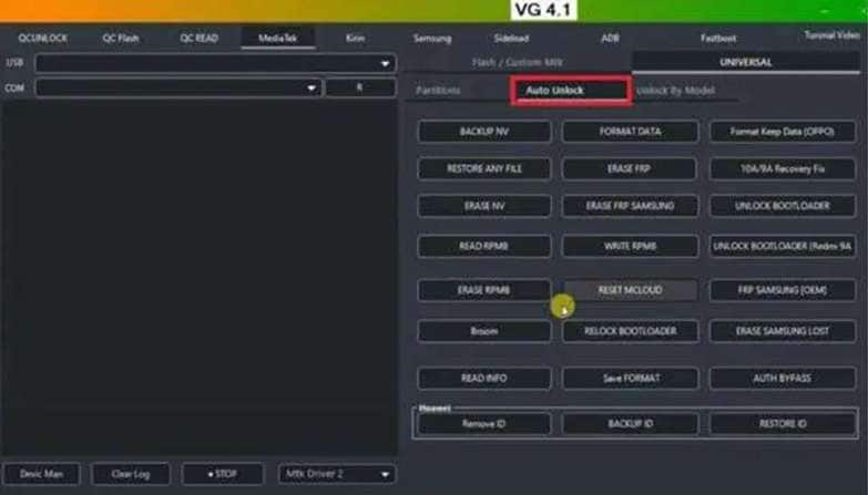 navigate to auto unlock tab