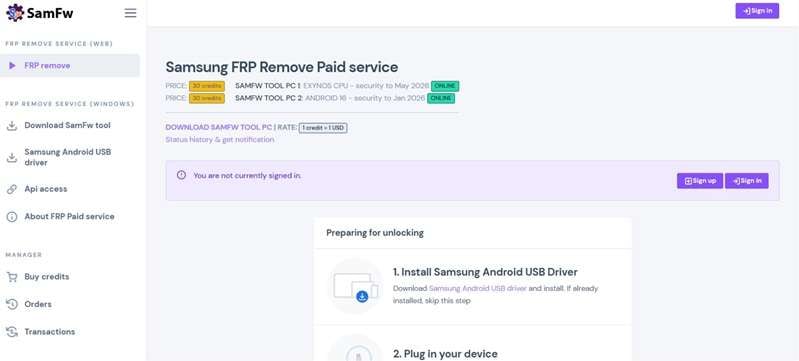 samfw tool for samsung a25 frp unlock