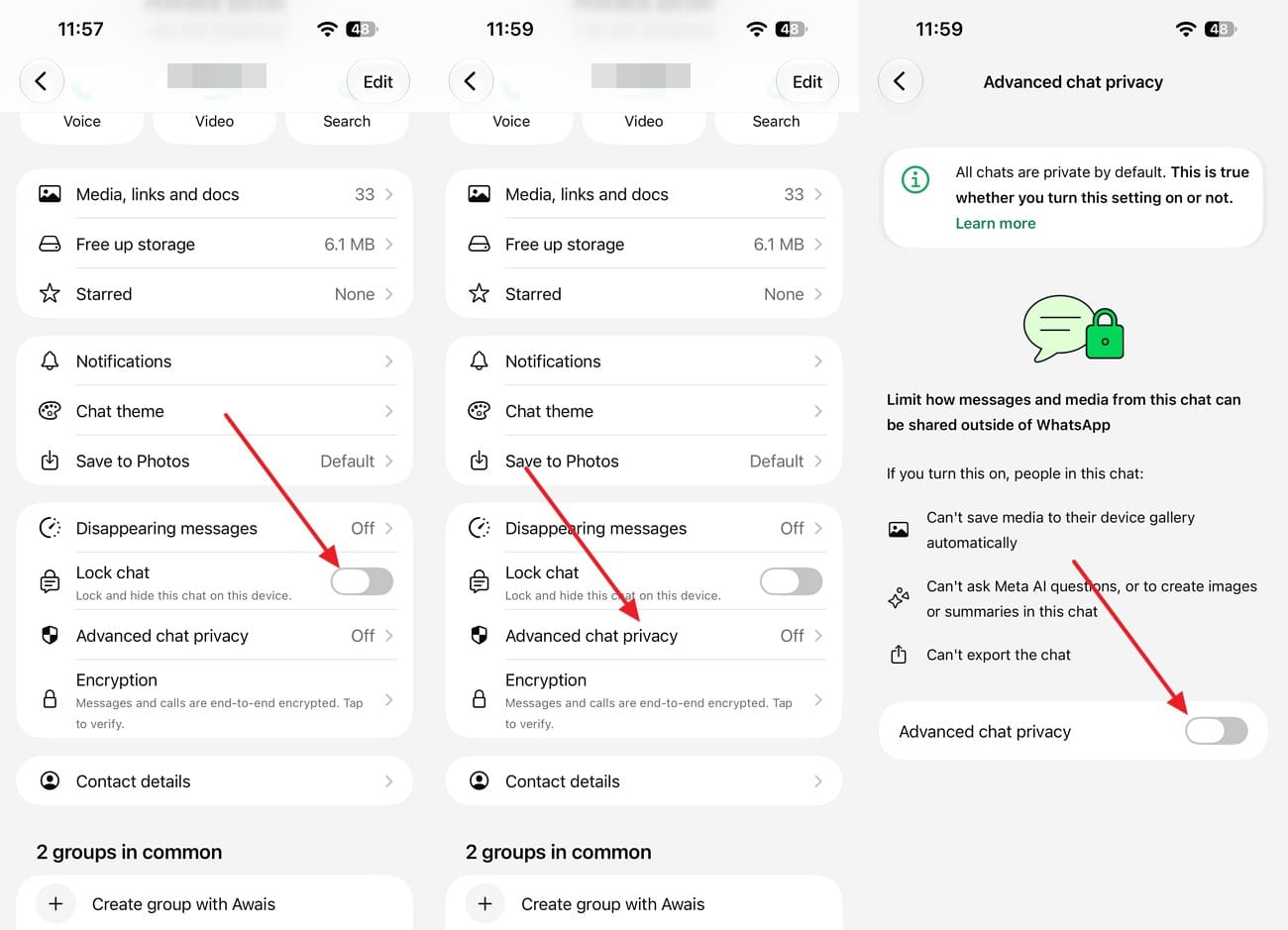 lock chat and choose advanced privacy