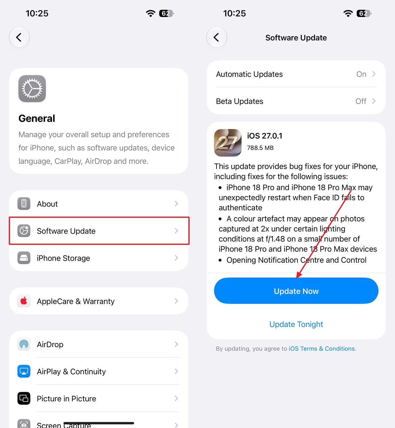 update the iphone now
