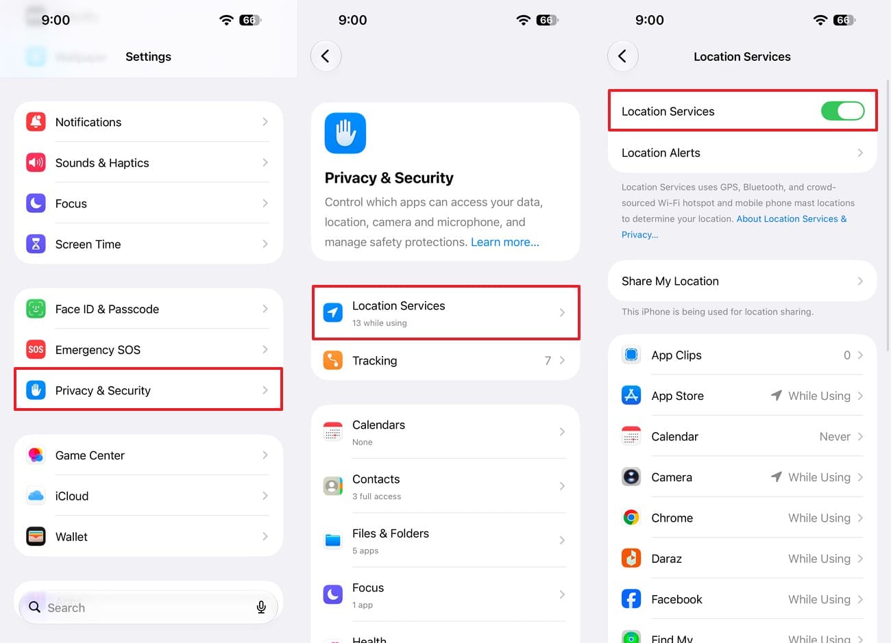 choose and enable location services