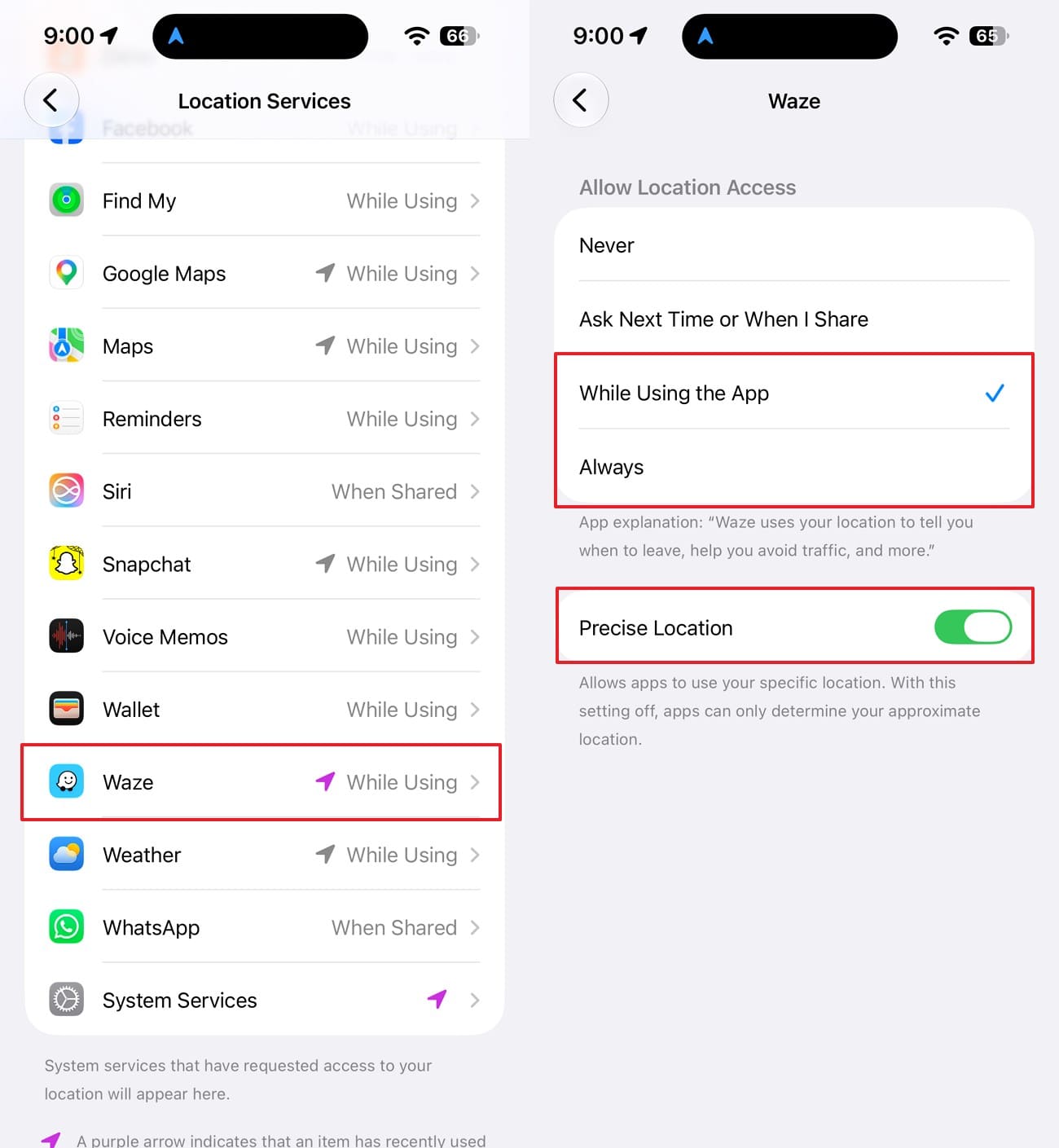enable precise location option