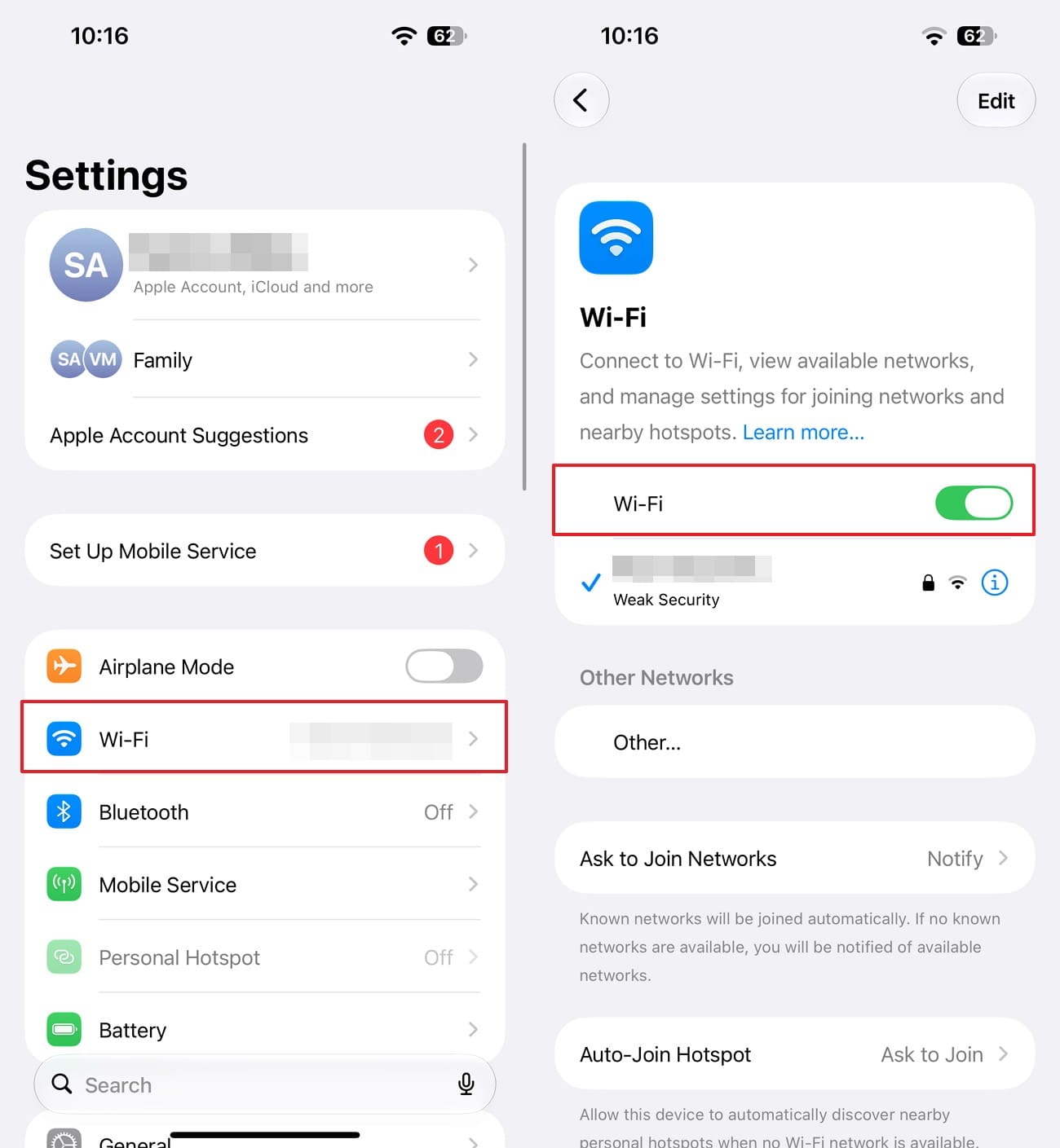 disable wifi and reconnect