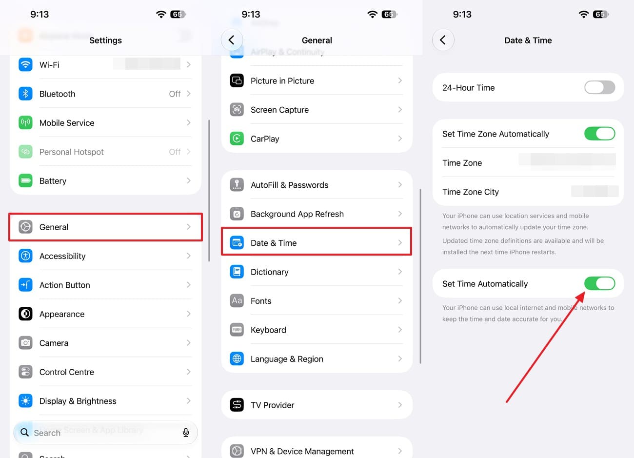 enable set time automatically