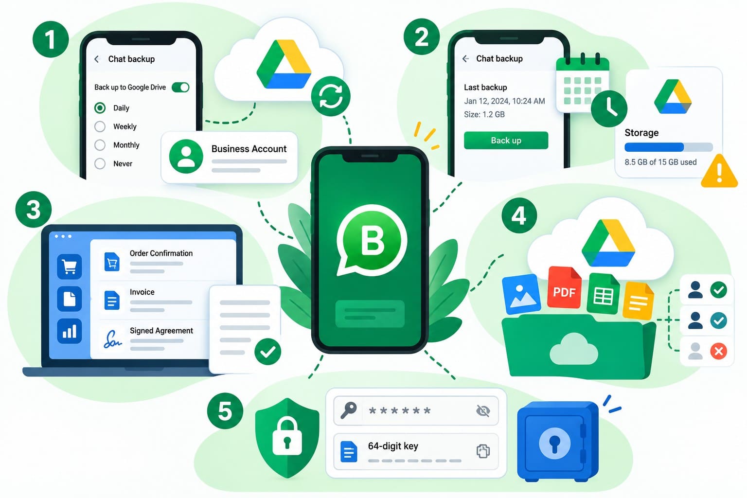 how to save whatsapp business data