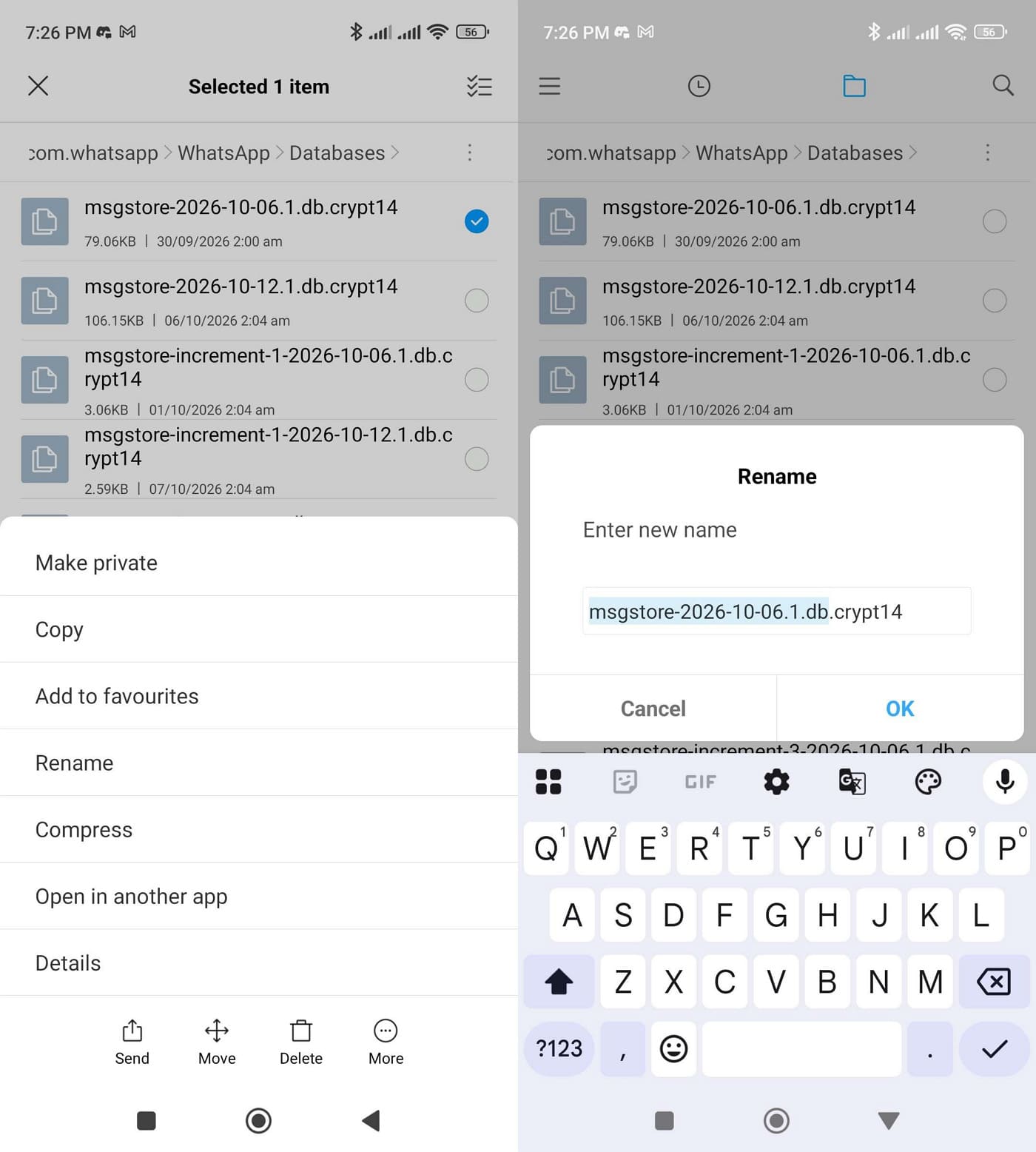 rename the whatsapp backup file