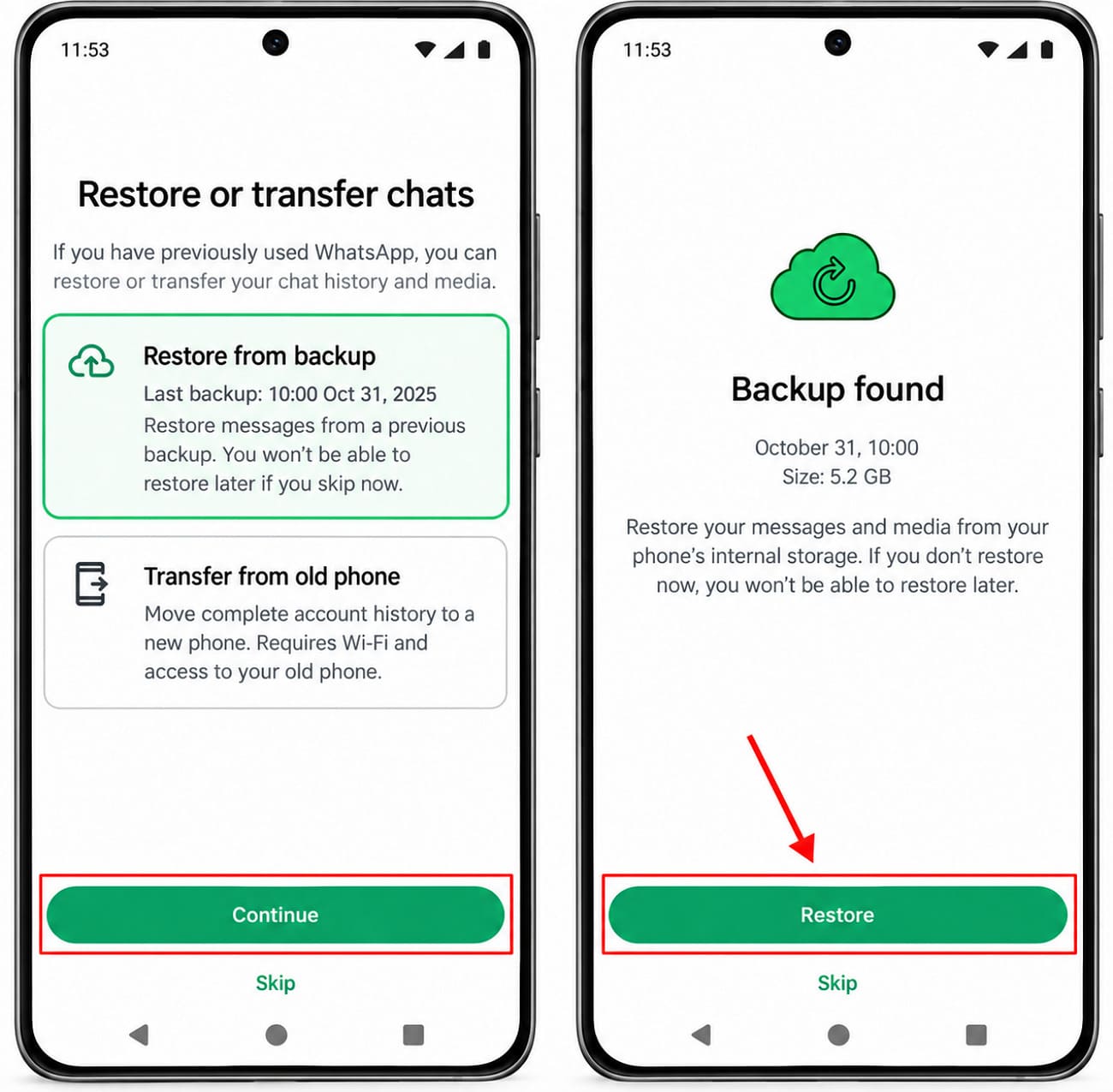 restore the latest local backup