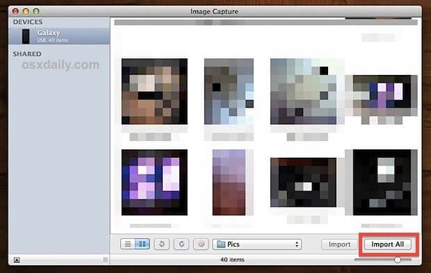 Como transferir fotos do Android para o Mac-Image Capture