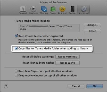 Copy files to iTunes Media Folder