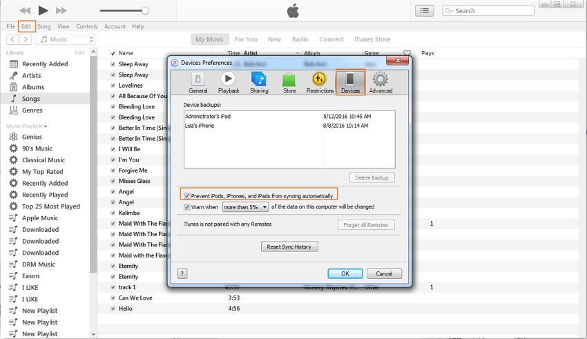 Disable Auto Sync in iTunes