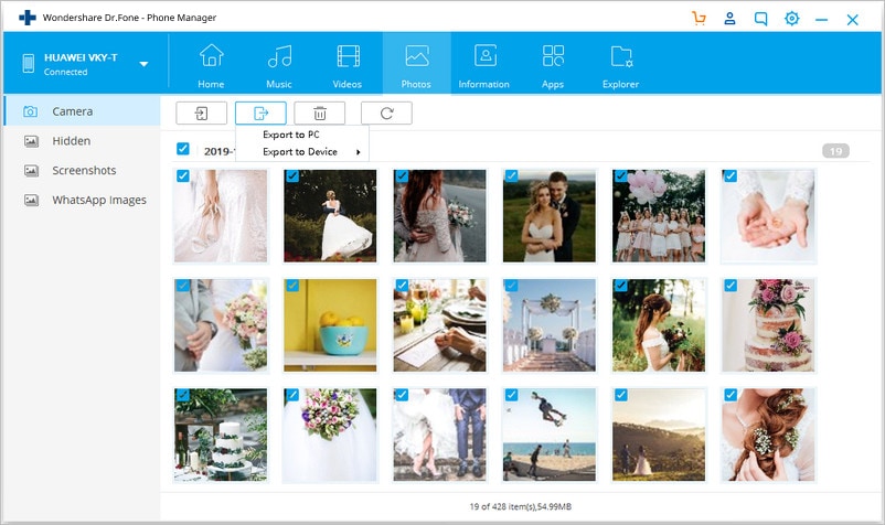 select photos and transfer to pc