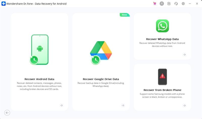 select recover google drive data option