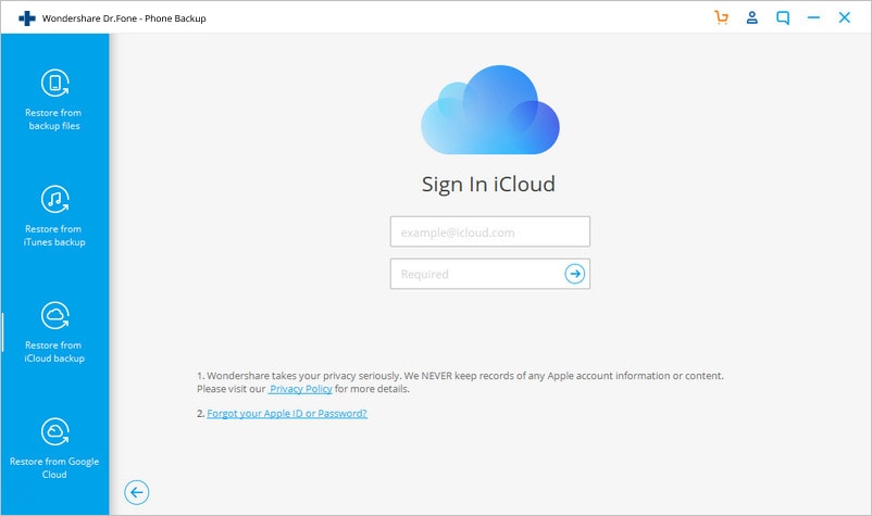 restore from icloud to samsung S10/S20 with pc - sign in to icloud