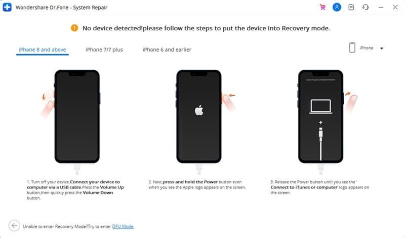 instruções do modo de recuperação do iphone