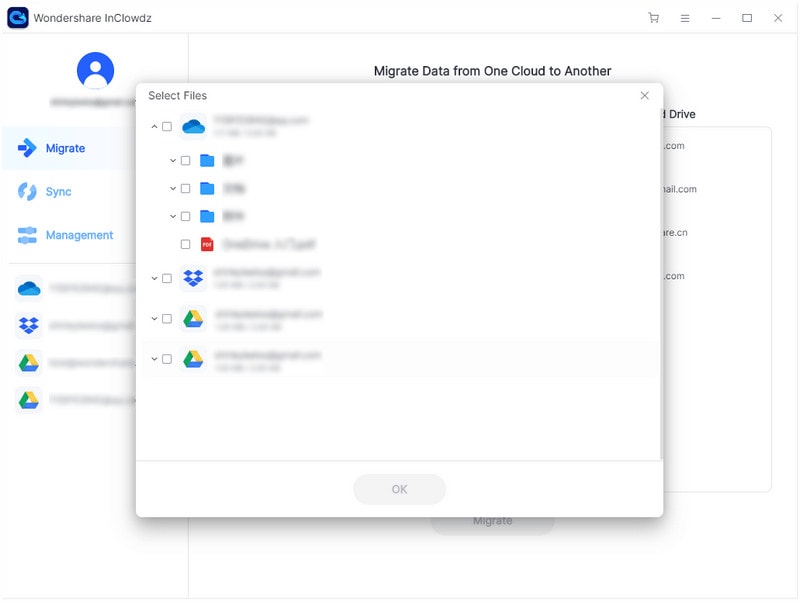select google drive files to share