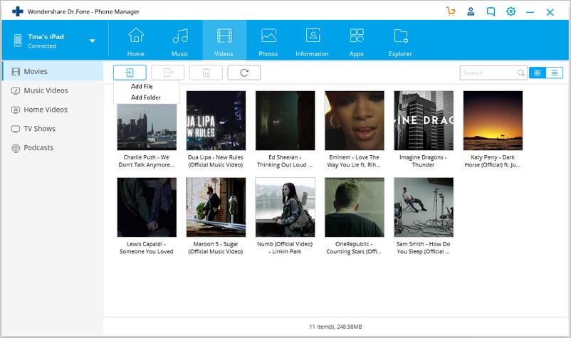  Transférer des vidéos sur l'iPad sans iTunes - Choisir l'onglet Films 