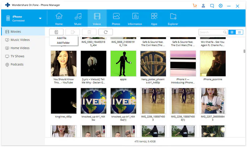 import videos to iphone using Dr.Fone