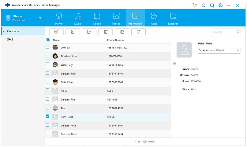 El mejor software de escritorio para sincronizar los contactos del iPhone - Wondershare TunesGo