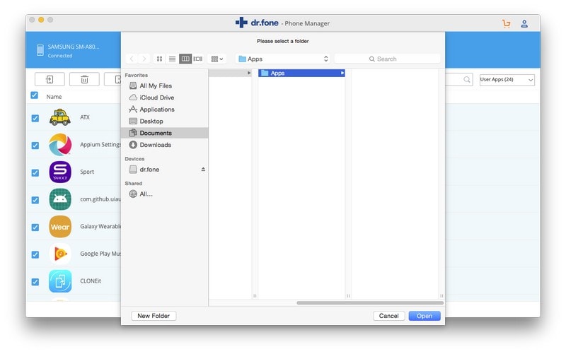 تطبيقات android إلى جهاز mac: حفظ التطبيقات على مجلد mac