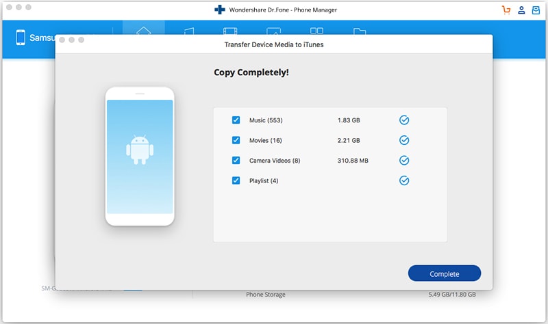 how to transfer music from Android to itunes-complete