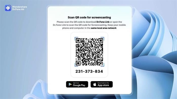open drfone.io one scan qr code with phone