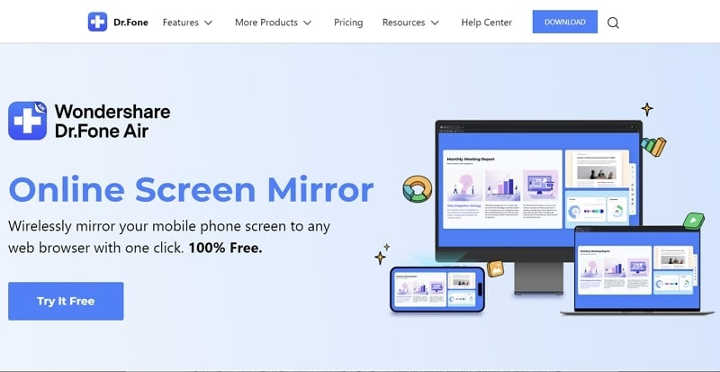 drfone air online screen mirror tool